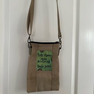 Vintage Addiction Small Crossbody Bag with Inspirational Patch